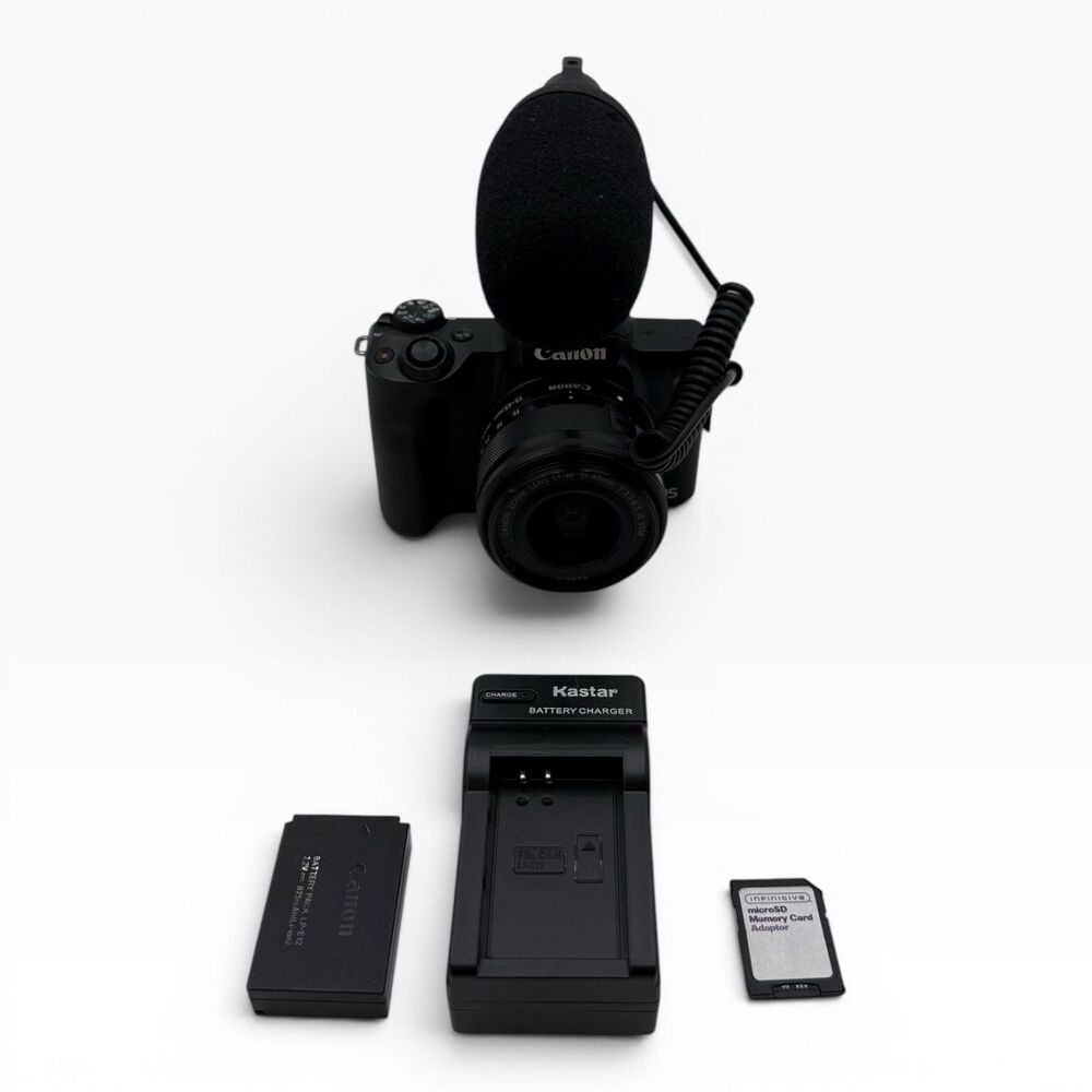 Canon EOS M50 Kit with 15-45mm Lens W Mic Memory Card